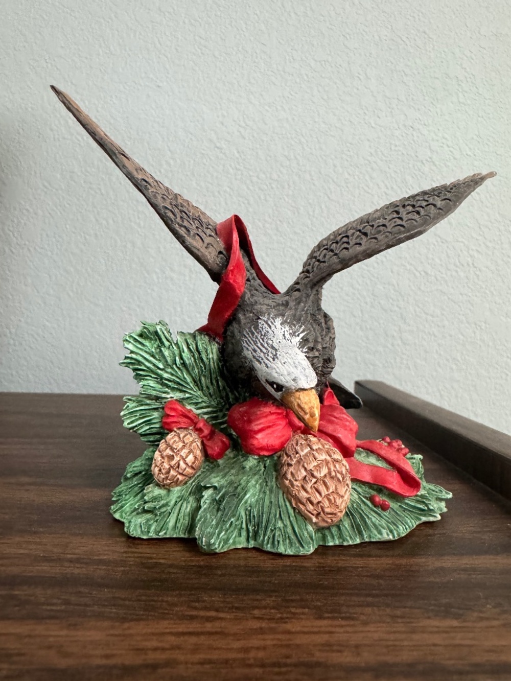 Silver Deer Christmas Animals Eagle Figurine Tom Rubel Wood Painted 3D
